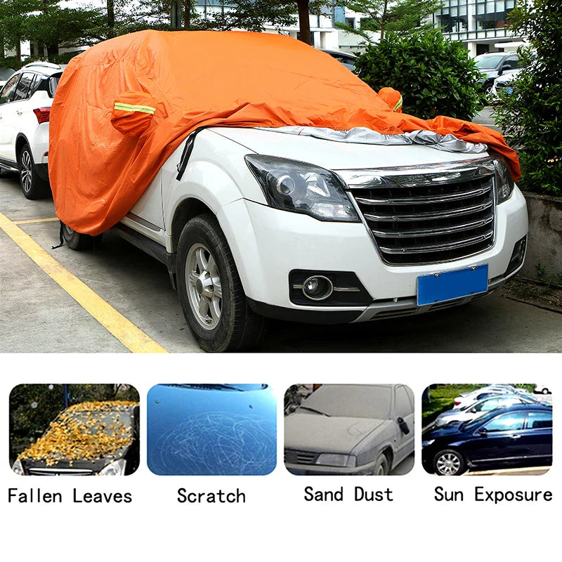 Universal Orange Car Cover Outdoor Sun Dust UV Protection Full Car Cover Waterproof Protector for BMW Audi Honda Hyundai KIA