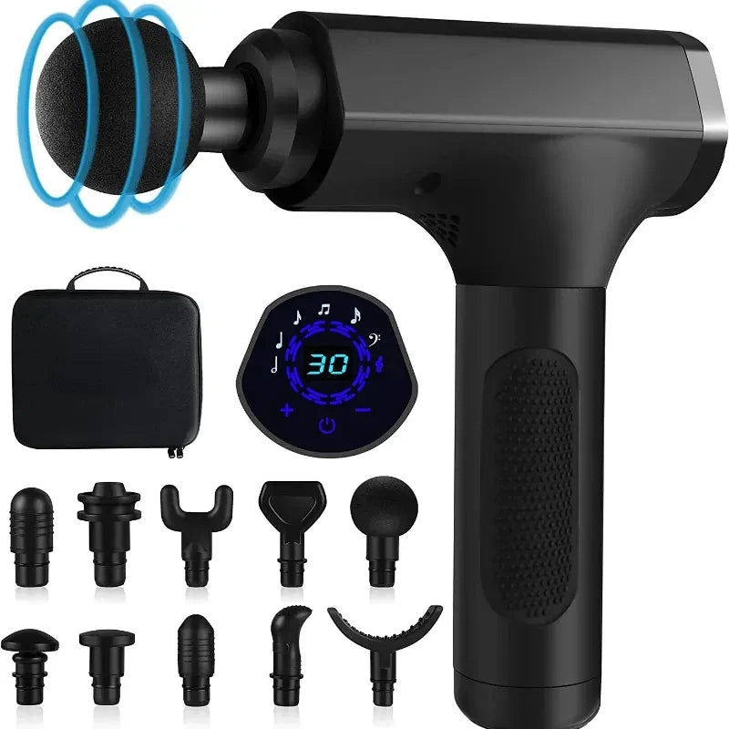 10head Lcd High Frequency Fascia Gun Massager With Portable Bag Therapy Gun For Fitness Massage Gun Muscle Relax Body Relaxation