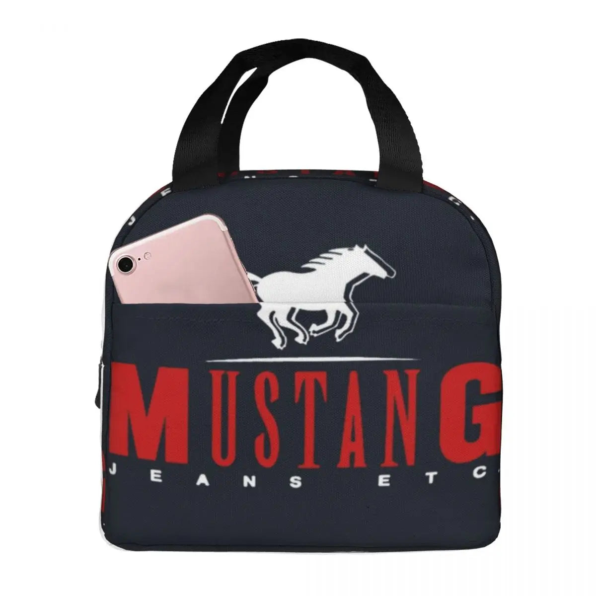 Top High Quality Mustang Jeans Thermal Insulated Lunch Bags Reusable Bento Pouch Large Tote Lunch Box Picnic Boy Girl