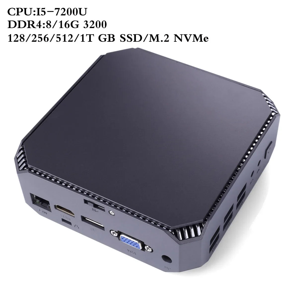 Mini PC Intel Core i5-7200U Up to 3.1GHz CK2 Gaming 16GB DDR4 512GB NVMe SSD/DIY Windows 10/11 Computer HDMI VGA DP 4K HTPC NUC