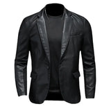 Men's Casual Leather Dress Suit Coat Casual Pu Blazers Jacket Casual Blazer Jackets Men Leather Jakcets