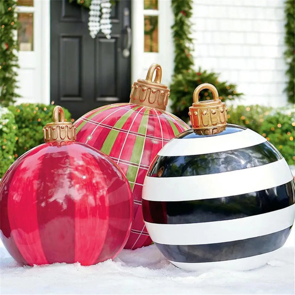 60CM Outdoor Christmas Inflatable Decorated Ball PVC Giant Big Balls Xmas Tree Decoration Inflatable Toy Ball Christmas Supplies