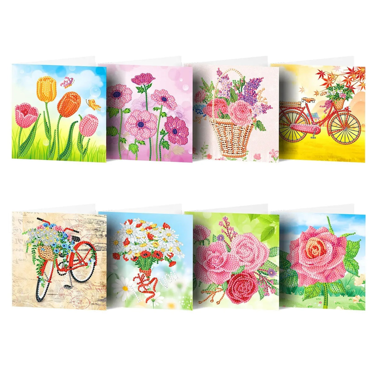 AZQSD Diamond Painting Greeting Card Blessing Christmas 6/8/12pcs Happy Birthday Animal Flower Landscape Envelope Postcard