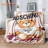 HD Cartoon Moschino Toy Bear 3D Blanket,Soft Throw Blanket for Home Bedroom Bed Sofa Picnic Travel Office Rest Cover Blanket Kid