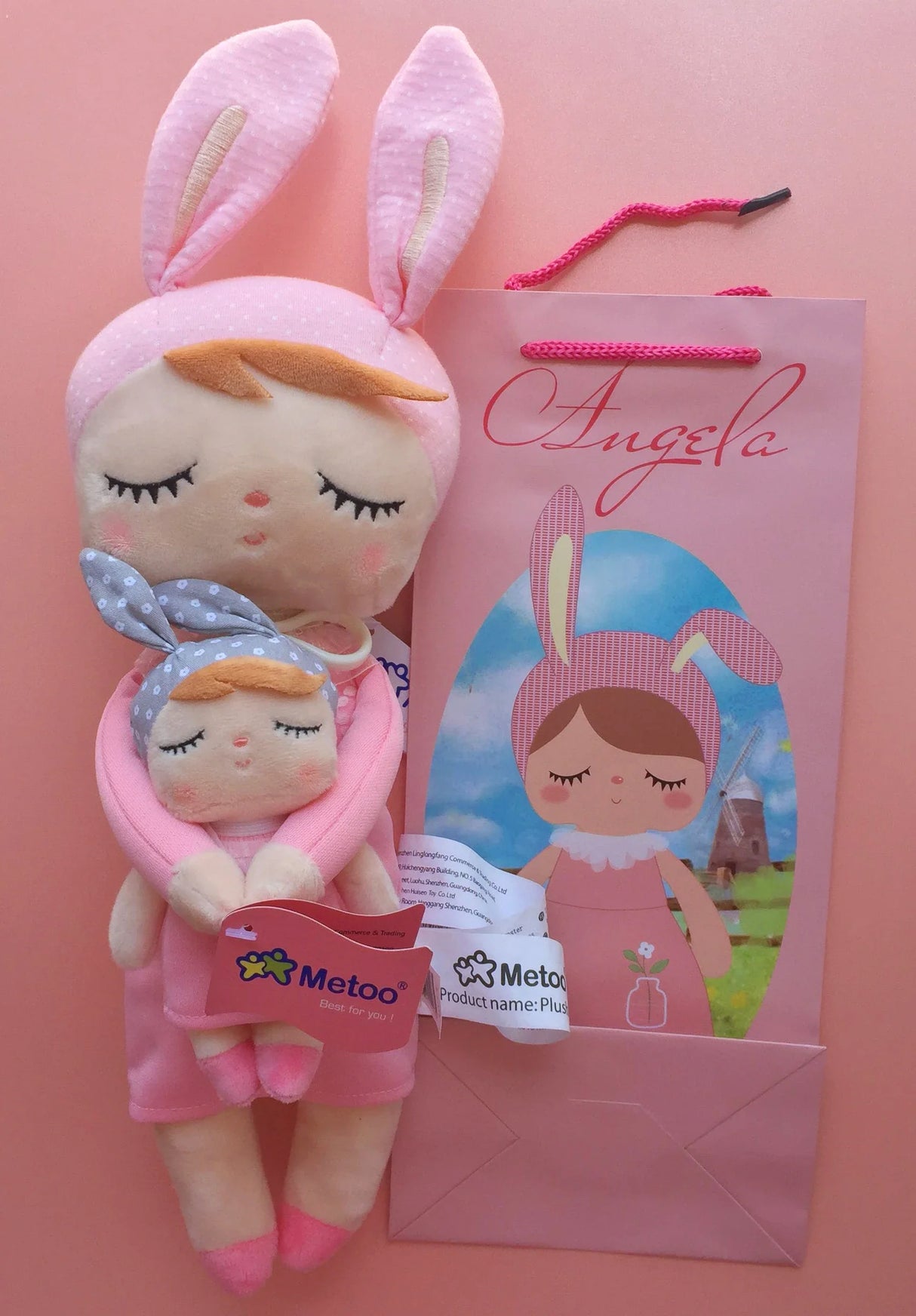 Metoo Doll Stuffed Toys Kawaii Mother and Kid 2 Piece Angela Plush Sleeping Toys For Girls Newborn Baby Christmas Birthday Gift