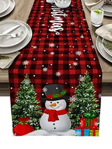 Christmas Snowman Table Runner for Kitchen Decor Snowflakes Christmas Tree Table Runner for Wedding Festive Party Dresser Scarf