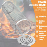 Stainless Steel BBQ Grill Basket Set Cylinder Barbecue Grate Camping Picnic Cookware for Grilling Vegetables Meat Fish Seafood