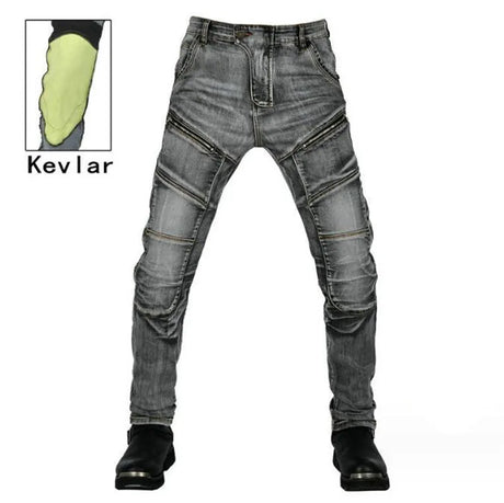 New zipper pants Motorcycle jeans Men's high elastic motorcycle riding rider pants Racing pants with protective gear