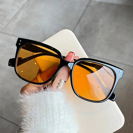 OEC CPO Square Goggles Sunglasses Women Fashion Oversized Punk Glasses Men Trendy Yellow Colors Shades Driving UV400 Eyewear