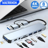 USB C Docking Station USB C Hub Multiple Monitor Adapter with 4K HDMI Monitor Adapter PD SD TF Video Card For Macbook Lenovo etc