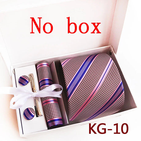 Ties For Men Luxury Tie Set Gift Box Jacquard Necktie Pocket Square Clip Cufflinks Handkerchief Corbata