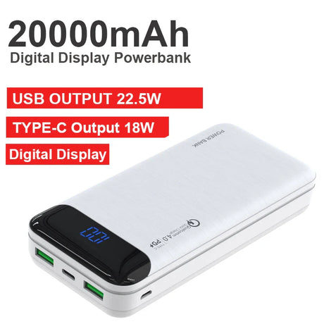 20000mAh Portable Power Bank External Battery Charger USB 22.5W USB TYPE C PD 20W Poverbank Phone Charger For Smart Mobile Phone