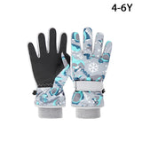 Children Winter Ski Gloves Waterproof Thicken Mittens Snow Snowboard Kids Glove for Boys Girls Keep Finger Warmer 4-6 Years Old