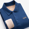 Winter New 100% Cotton Embroidery Plush Thickened Polo Shirt Loose Men's Long Sleeve T-shirt R60/R70