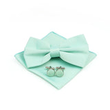 New Colorful Bowties Handkerchiefs Cufflinks Set Polyester Brooches For Men's Business Wedding Party Suit Dress Accessories Gift