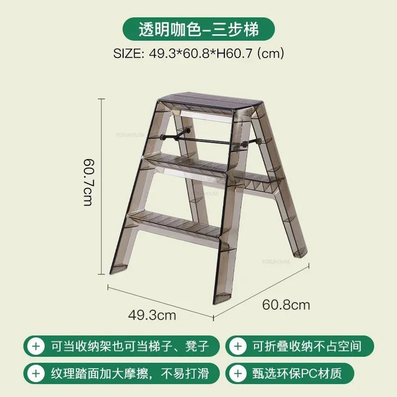 Modern Home Folding Ladder Transparent Acrylic Step Ladders Japanese Portable Telescopic Ladder Rack Creative Stairs Step Stool