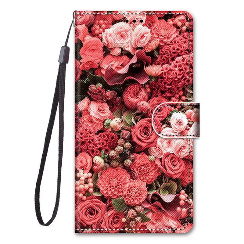 Leather Magnetic Case For Samsung Galaxy A25 A24 A14 4G A34 A54 5G SM-A256B A245F Phone Cover Flip Wallet Painted Funda Etui