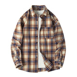 Men Shirt Plaid Flannel Spring Autumn Long Sleeve Blue Loose Mens Casual Shirt Oversized Business Male Soft Dress Shirt