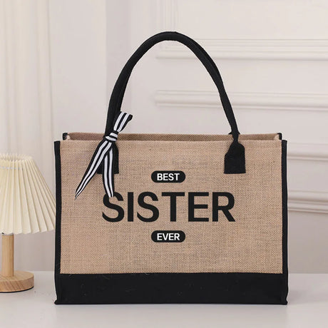 Fashion Large Capacity Trend Black And White Color Collision Splicing Printing Handbag Canvas Bag Holiday Gift DIY Gift Bag Shop