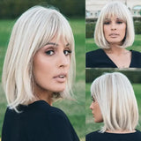 Soft & Healthy Mommy Wig Short Blonde Bob Wigs for Women Black Roots Heat Resistant Synthetic Ombre Bob Hair Cosplay Party Wig