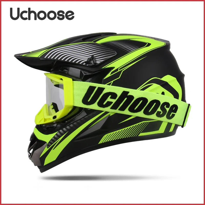 UCHOOSE Motorcycle Helmet Professional Motocross Off Road Helm Children Off-road Casque Capacete De Motocicleta Gift Goggles