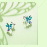 Bamoer 925 Sterling Silver Green Dragonfly Stud Earrings White Gold Plated Insect Earrings for Women Party Fine Jewelry Gift