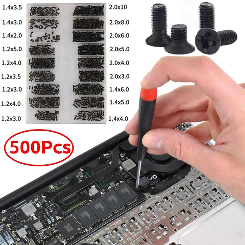 500Pcs 18 Size Laptop Notebook Computer Replacement Screws Kits Universal Mini Screw Nuts DIY Kit Repairing Components Tools