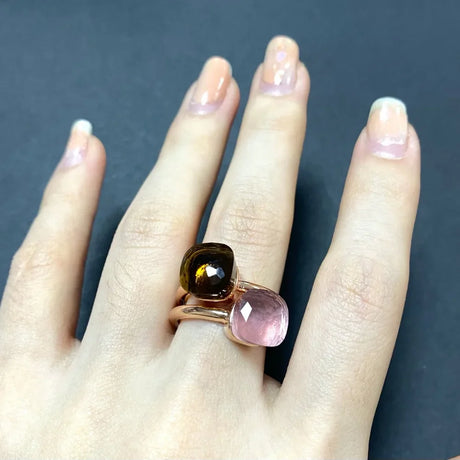 2Pcs/Set Pomellato Ring Stacked  Mix Color Crystal Ring 30Colors Candy Style Ring Jewelry Birthday Gift For Women