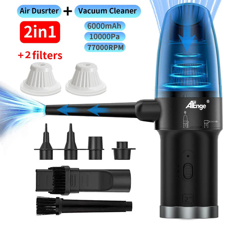 Powerful Air Blower for Computer Cordless Air Duster Vacuum Cleaner Wireless Air Gun Dual Use Duster for PC,Car,Keyboard