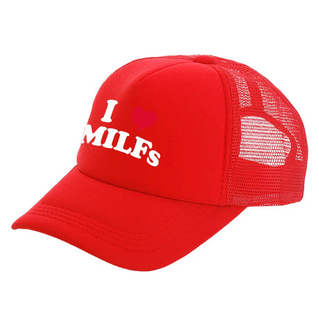 I Love MILFS Trucker Caps Men Funny Humor Hat Baseball Cap Cool Summer Unisex Mesh Net Caps MZ-476