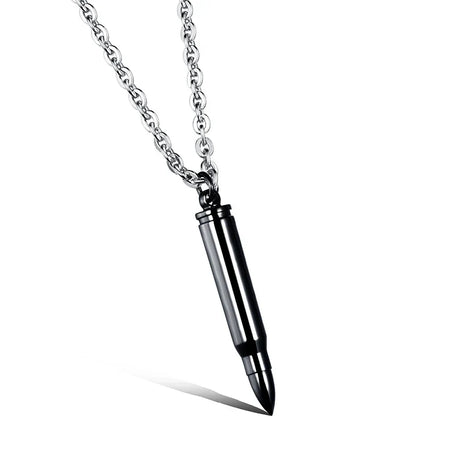 Bullet Necklace for Men Hiphop Silver Gold Black Color Pendant Stainless Steel Jewelry Gift Cool Stuff(GN199)