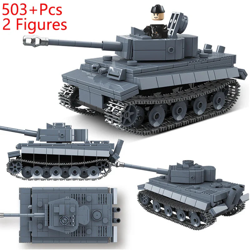 WW2 Military Panzer Tiger I Heavy Tank Panzerkampfwagen VI Ausf. E Building Blocks World War II Figures Bricks Model Toys Gifts