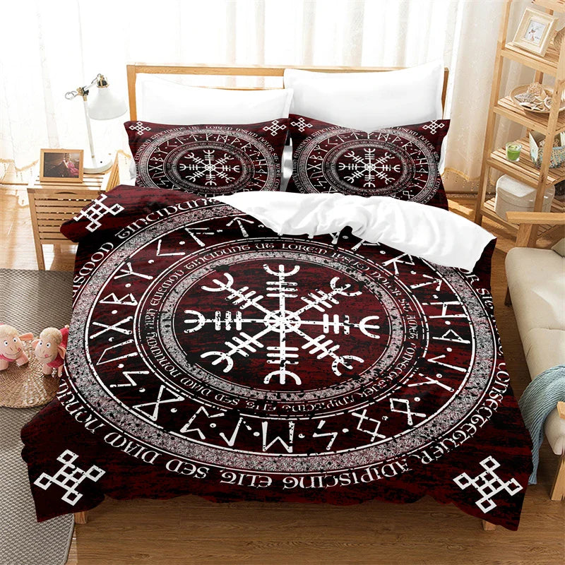 Vikings Duvet Cover Scandinavian Culture Print Bedding Set Mythology Religion Comforter Cover King Queen For Teens Adults Gifts