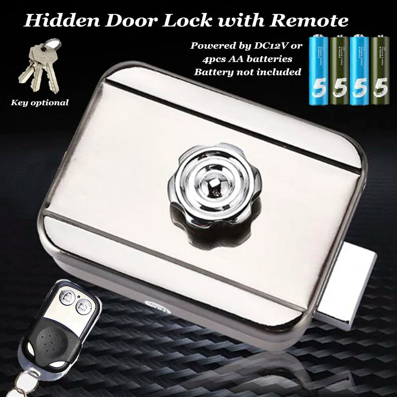 AA Battery Driven Remote Control Electric Lock Hidden Door Lock Key Electronic Door Lock Home Access control system