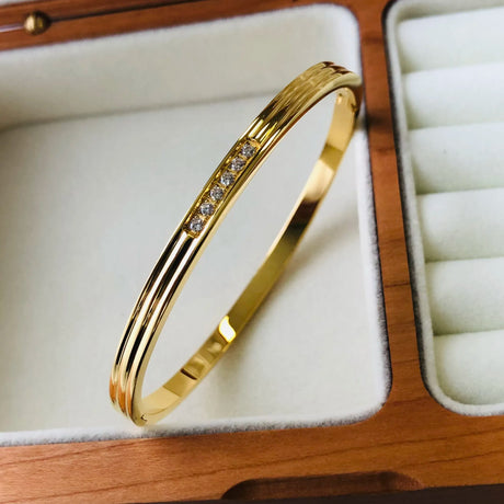 Fashion Punk Gold Color Bangles for Women Trendy Stainless Steel Metal Bracelets Bohemian Jewelry Accessories Gift Wholesale