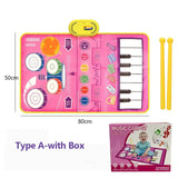 2 In 1 Piano Mat for Kids Piano Keyboard & Jazz Drum Music Touch Play Carpet Baby Toddlers Music Instrument Education Toys Gift