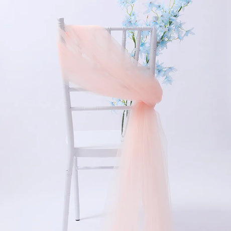 20pc/lot Tulle Sheer Organza Sashes For Wedding Banquet Party Arch Decoration DIY Chair Sashes Knots Background Veil Romantic