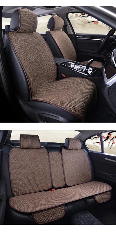 New Flax Car Seat Cover Protector Linen Front Rear Back Cushion Protection Pad Mat Backrest for Auto Interior Truck Suv Van