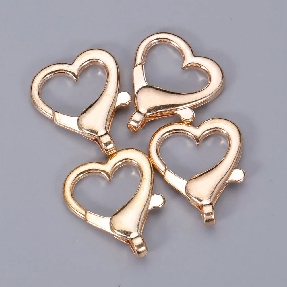 10pcs Heart Lobster Clasp Hook Clip Buckle Spring Snap for DIY Keychain Jewelry Key Ring Holder Making Connector Accessories