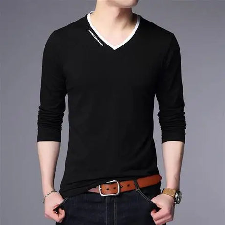 Korean Fashion Men Long Sleeve Polo Shirts Spring Autumn New T-shirt Loose Versatile Male Clothes Business Casual Cotton Tops