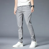 Spring Summer Casual Pants Men Thin Stretch Slim Fit Elastic Waist Business Classic Korean Trousers Male Khaki Gray 38