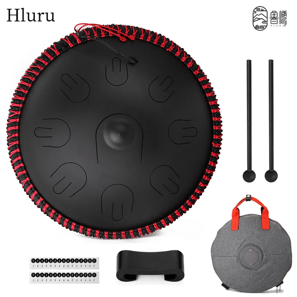 HLURU Handpan 14 Inch 9 Notes Steel Tongue Drum D Minor Music Drum Ethereal Drum Yoga Meditation Beginner Percussion Instrument