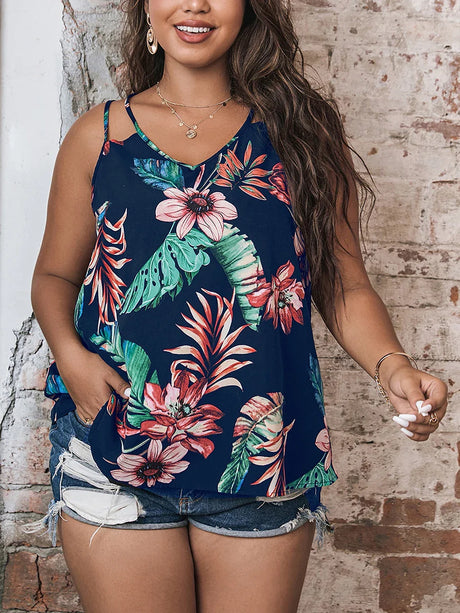 Finjani Plus Size Women Cami Top 2023 All Over Print Tank Tops Stylish Multi-Color Optional Top