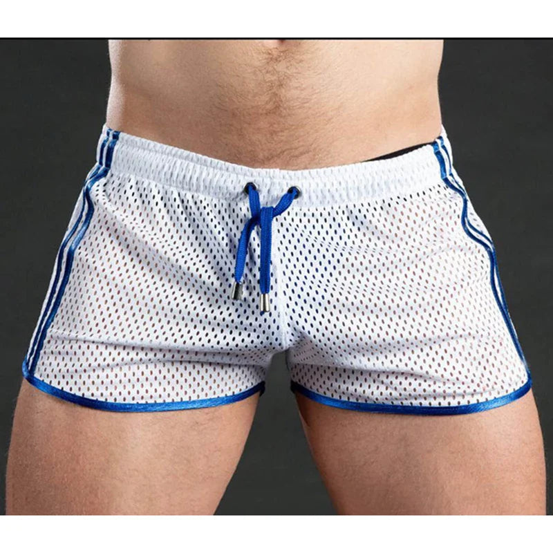 Men Casual Shorts Mesh Sexy Breathable Boxer Shorts Transparent Briefs Bugle Pouch Panties Male See Through Trunk Sexy Pant