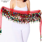 Colorful Belt Belly Dance Belt Costumes Double Layers Sequins Tassel Belly Dance Hip Scarf for Women Indian Belly Dancing Belts