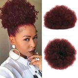 Afro Puff Drawstring Ponytail with Bangs Pineapple Updo Hair for Black Women, Short Kinky Curly Ponytail Bun (1B