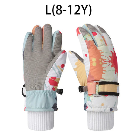 Fashion Children Ski Gloves Waterproof Kids Mittens for Girls Boys Accessories Antiskid Thicken Snow Sports Child Gloves 4-12Y