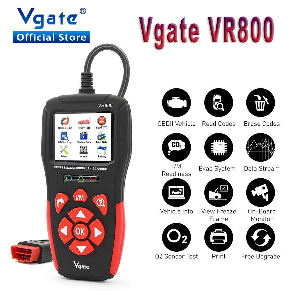 Vgate VR800 Code Reader OBD2 Scanner OBD 2 Car Diagnostic Automotive Check Engine Auto Scanner Tools PK KW850 ELM327