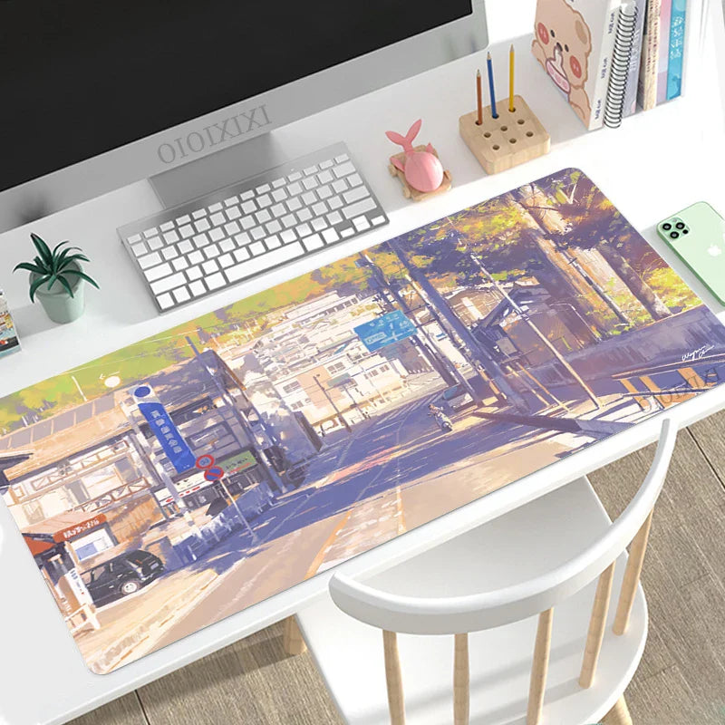 Mouse Pad Gaming Anime Street XL HD Large Mousepad XXL Mechanical Keyboard Pad Office Office Accessories Mouse Mats Mice Pad