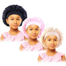 3PCS/LOT Children Elastic Sleepcap Kids Simple Solid Color Satin Bonnets Cute Nightcap Beauty And Hair Care Cap Shower Hat